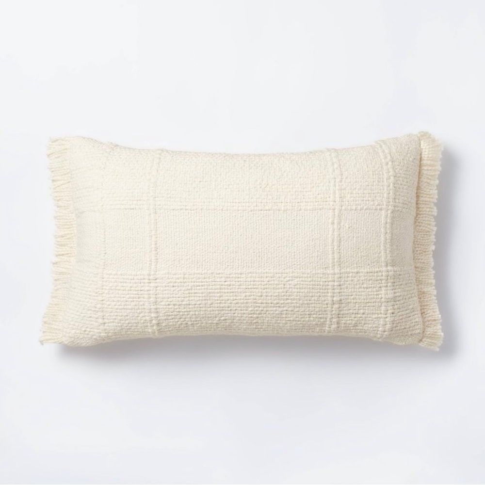 Woven Plaid Lumbar Throw Pillow